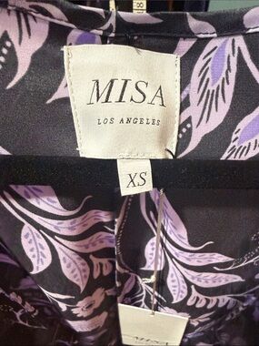 Misa Los Angeles Black & Lavender Floral Slip Dress